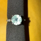 Vintage Avon 925 Silver Prong Set Aquamarine Ring, SIZE 10.75.  Grams 3.9+