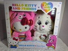 Care Bears Hello Kitty Loves Cheer Bear 10" Collectible Plush 2-Pack NEW in Box