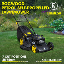 Petrol Lawnmower Self Propelled RocwooD 173cc 21″ 4 Stroke OHV Engine Mulching