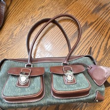 Green/Brown Monogram Satchel Top Handle Doubl...