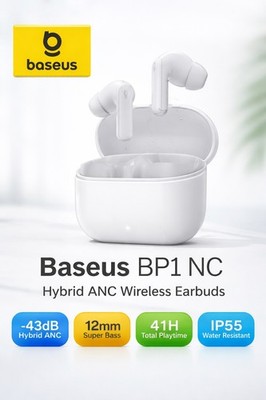 Baseus BP1 NC Wireless Earbuds Hybrid ANC Bluetooth 6.0 Super Bass 41H IP55