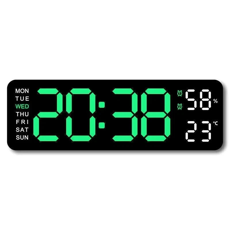LED Digital Large Display Wall Desk Alarm Clock With Calendar Temperature Date**