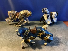 3 Papo Medieval Fantasy Action Figurines Knight Horses Jousting - Lot T260