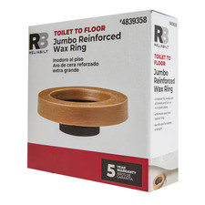 RELIABILT Reinforced 4.9-in Brown Wax Jumbo toilet wax ring