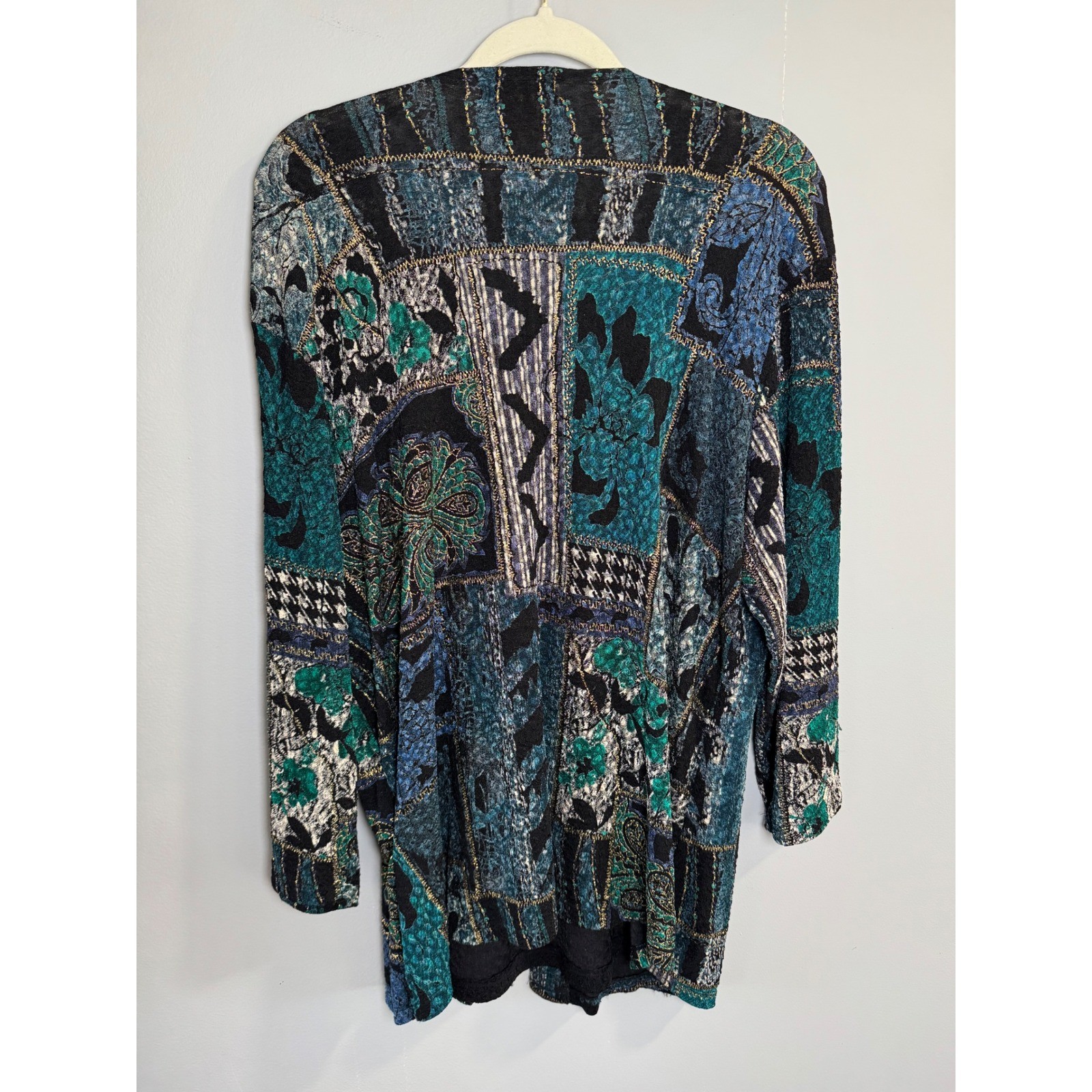 Notations Womens 2X Patchwork Print Open Front Ca… - image 4