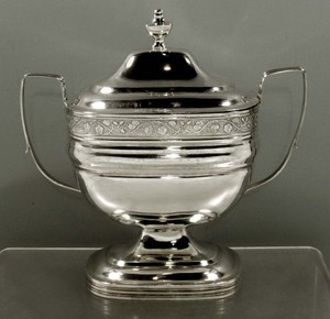 William Thomson Silver Sugar Bowl    c1810 Oak Leaf & Acorn