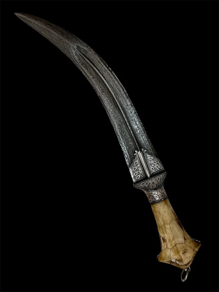 Arabic Jambiya Dagger Silver koftgari work bone Grips comes with sheath 15” - Image 3 of 4