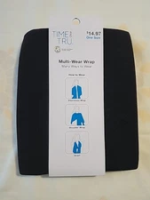 Time & Tru Multi-Wear Wrap Shaw Scarf One Size  - Black