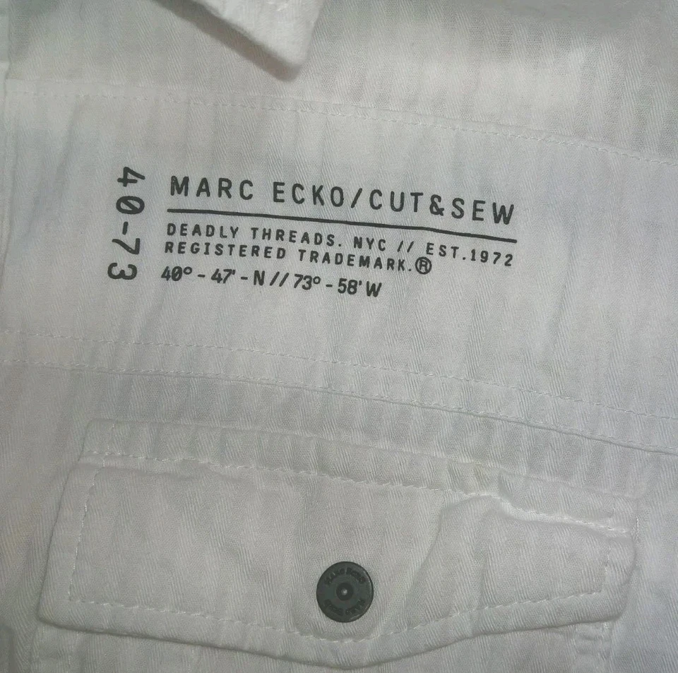 Lote 2 Camisas Marc Ecko Corte y Costura Negro Blanco Hombre Vestido Talla 2 XL Foto 4 de 4