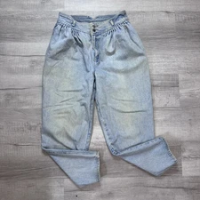 VTG GITANO Pleated High Rise Tapered Distressed denim Blue Jeans Sz 14 Mom 90s