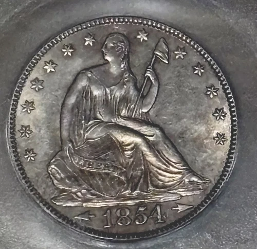 1854 Liberty Seated Half Dollar 50C ICG AU 55, With Arrows