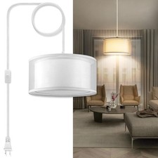 Plug in Pendant Light, 15FT White Cord Hanging Lights with Plug in Cord, Hang...