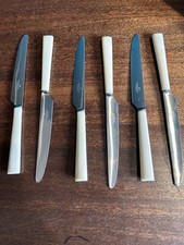 6 x Vintage Walker&Hall Sheffield Faux Bone Handle Stainless Dinner Knives 8.5"