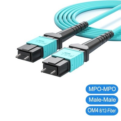 Fiber Optic Patch Cord MPO to MPO Male to Male OM4 Cable 8 or 12 Core Type B lot