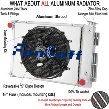 3Rows Radiator Shroud Fan Fits 1967-1969 Chevy Camaro Pontiac Firebird Fongoff