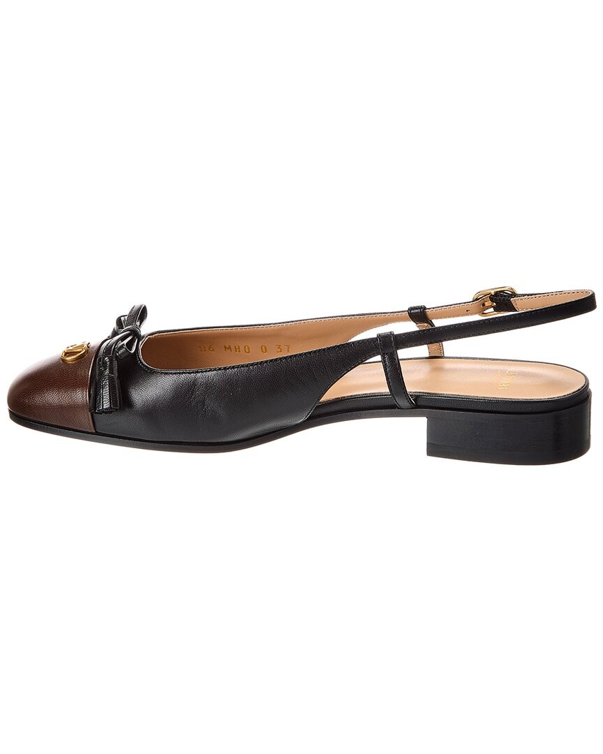 Valentino Valet Du Roi Leather Slingback Ballerina Flat Women's Black 38 thumbnail 2