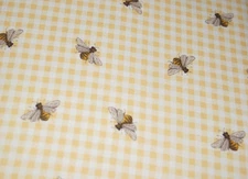 Tabitha Webb BUMBLE BEES on Yellow & White Gingham 60 x 120" Tablecloth --NWT