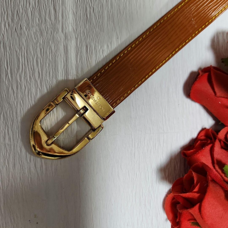 Louis Vuitton Santur Epi Classic Leather Belt Brown Gold Buckle
