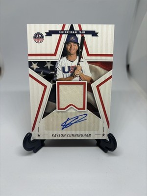 2025 Panini Stars & Stripes USA Baseball Game Worn Jersey Auto KAYSON CUNNINGHAM