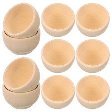 10Pcs Small Wooden Bowls Unfinished Smooth Surface Mini Wood Bowls for Crafts...