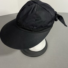 Wide Brim Black Sun Hat With Tie At The Back Ponytail One Size