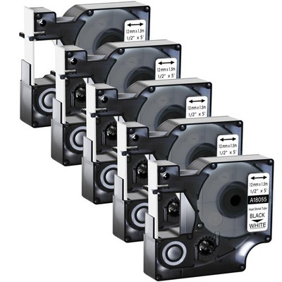 For DYMO Rhino 4200/5200 Heat-Shrink Tube 18055 Industry Label Tape 1/2''x5' 5PCS