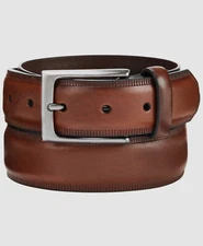 $41 Alfani Men's Brown Faux Leather Embossed Edge Casual Dress Belt Size 30