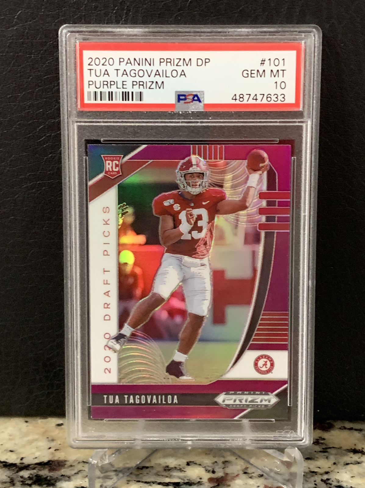 2020 Panini Prizm Draft Picks TUA TAGOVAILOA ROOKIE RC Purple Prizm PSA 10 GEM