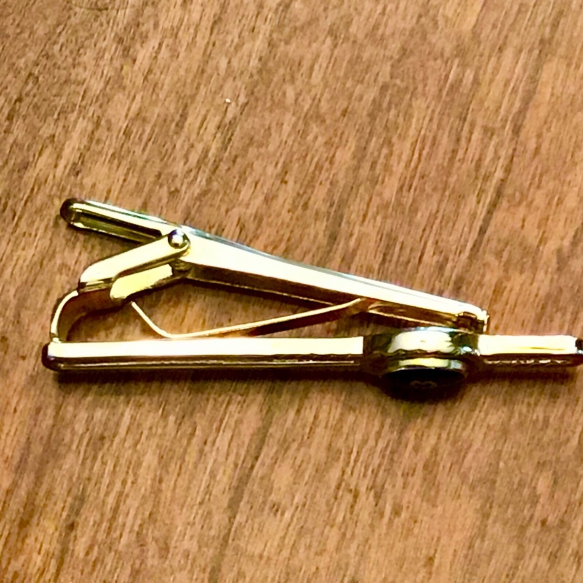 Vintage Designer Mila Schon Tie Clip, Tie Bar Gold Tone Black  display picture 1
