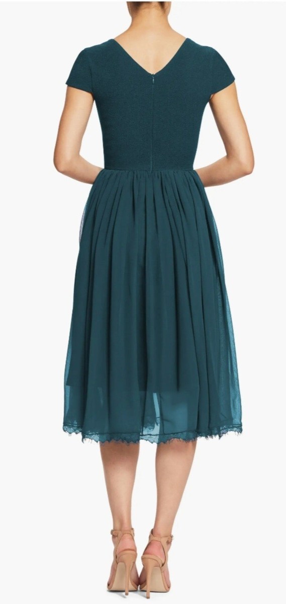 corey chiffon fit & flare cocktail dress dress the population Dress The Population Corey Dress - Blue