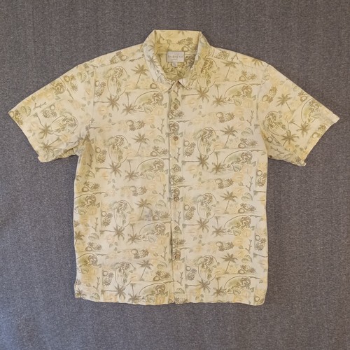 Traders Bay Shirt Mens XL Short Sleeve Button Front Palms Pineapples Cotton