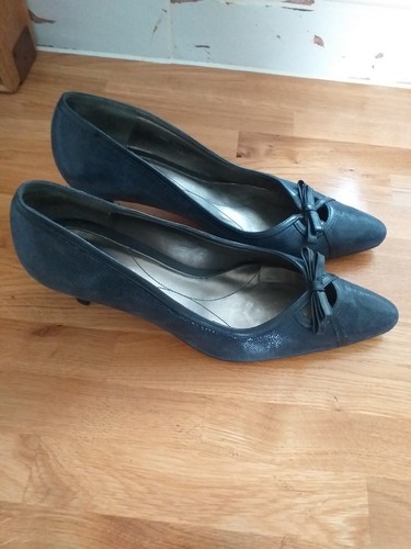 Womens Van Dal Grey Coloured Loren Court Shoes Size 6.5D Kitten Heel - Picture 2 of 6