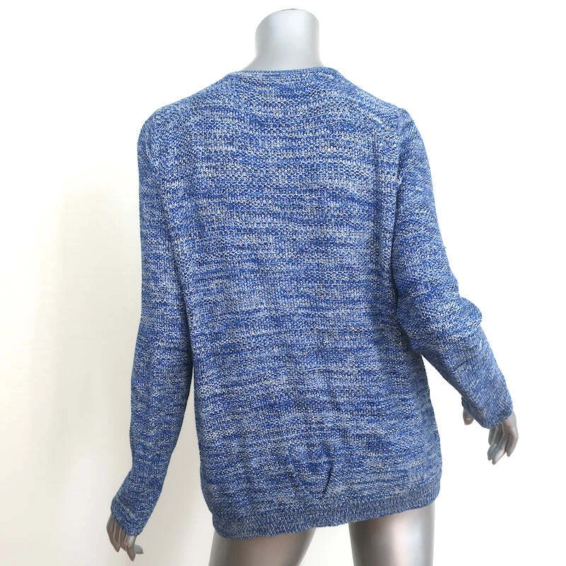 Sandro Metallic Tweed Knit Cardigan Blue Linen-Blend Size 3 Snap Front Sweater - Image 4 of 4