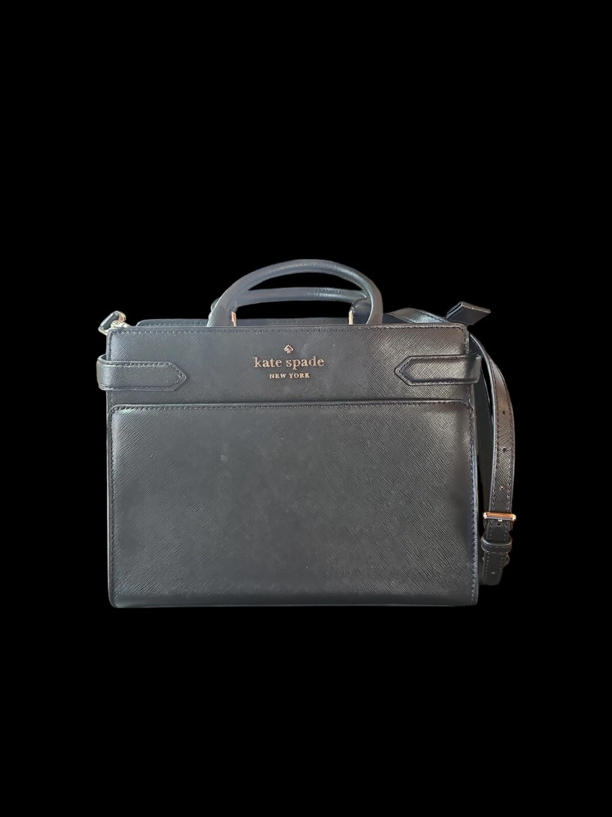 Borsa a tracolla Kate Spade Staci media nera in pelle saffiano borsa a mano