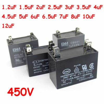 1.2uF-12uF 4-Pin 450VAC CBB61 Klimaanlage Lüfter Motor Start Lauf Kondensatoren