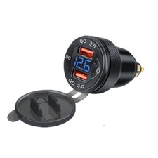 Dual USB Charger For DIN Plug Socket Adapter Motorcycle Durable With Voltmeter