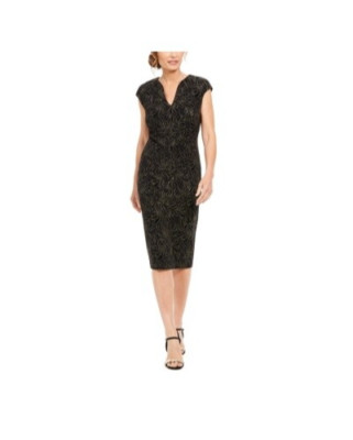 NWT CONNECTED APPAREL Gold Embellished Body Con Cocktail Dress Size 8 $80 V0127