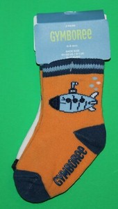 0 3 6 NWT Gymboree BOATS AND BRIDGES 2 Pair Orange White SOCKS Boys