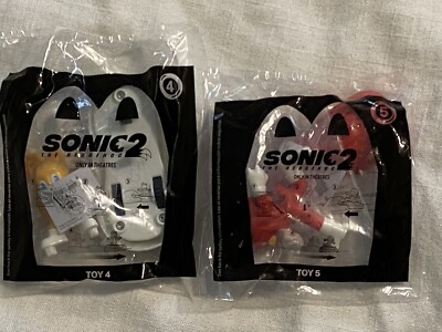 Lot of 2 - 2022 McDonald's Happy Meal Toys Sonic 2 New #4 and #5 Tails/Knuckles