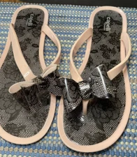 Capelli New York Sandals Women SZ 10 Pink black white Bows  WE7-BLS 