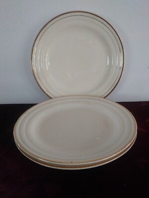 Set Of 3 RARE The Aristocrat By Leigh Potters Dinner Plates 22 k Gold Art Deco