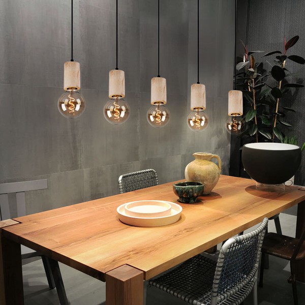 HäNgeleuchte Holzleuchte Pendellampe Wohnzimmerlampe Schwarz Braun H 120 Cm-image