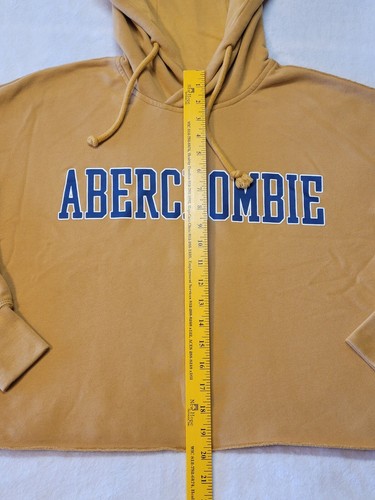 Abercrombie & Fitch Hoodie Womens XSMALL Yellow Pullover Cropped Long Sleeve - Picture 4 of 16
