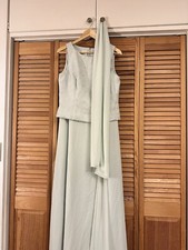 David s Bridal Floor Length Gown women Sz 10, Light Mint Green, Worn Once used