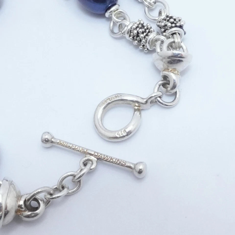 Michael Dawkins Sterling Silver Cultured Pearl Double Chain Toggle Bracelet 8" - Image 4 of 4