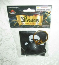 3 PC Pirate Dress-up Set Ages 4 Black w/ Skull Wrap, Eye Patch, Gold Earring