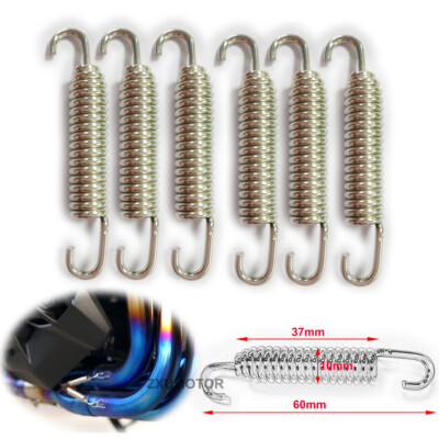 6pcs Motorcycle Exhaust Muffler Pipe Stainless Steel Spring 60mm Hook