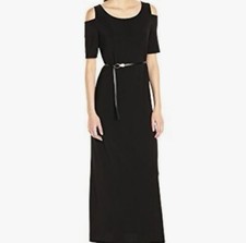 NWT Nine West Cold Shoulder Short Sleeve Maxi Dress Black Size 6 $89