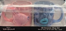 Disney Lilo Stitch 3D Large Ceramic Mugs 20oz each Set of 2