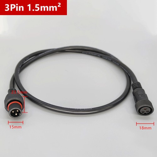 3 Pin Waterproof Extension Cable Connector Male Female Outdoor Led Light IP67 - Picture 7 of 14